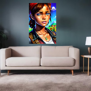 Young lady at the farm   AI Art Poster
