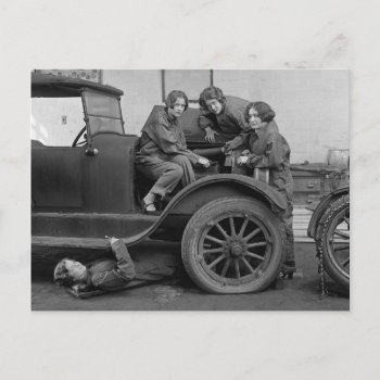 Young Lady Auto Mechanics  1927 Postcard by HistoryPhoto at Zazzle