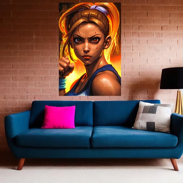 Young lady fighter portrait | AI Art Poster (Creator Uploaded)