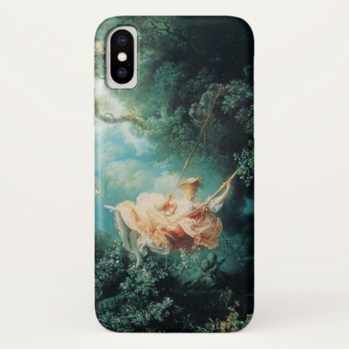 YOUNG LADY ON THE SWING IN NATURE Green Pink iPhone X Case