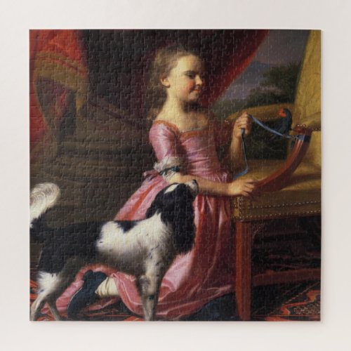 Young Lady with a Bird and Dog Singleton Copley Jigsaw Puzzle