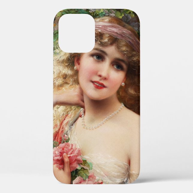 Young Lady With Roses by Emile Vernon Case-Mate iPhone Case (Back)