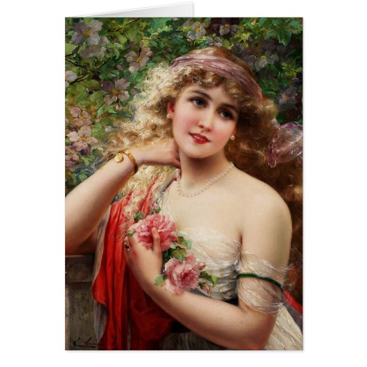 Young Lady With Roses Cards (Front)