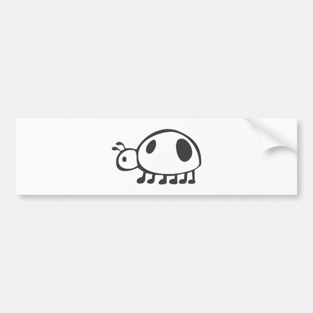 Young Ladybug in Black and White Sketch Bumper Sticker (Front)