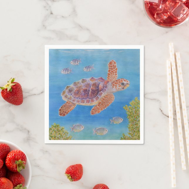Young Loggerhead Sea Turtle Napkins (Insitu)