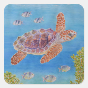 Young Loggerhead Sea Turtle Square Sticker