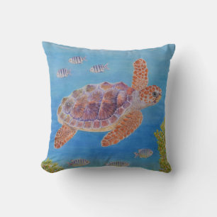 Young Loggerhead Sea Turtle Throw Pillow