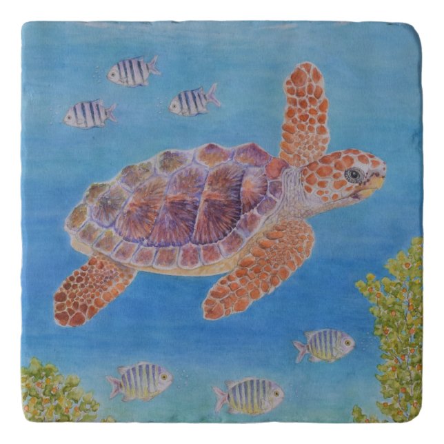 Young Loggerhead Sea Turtle Trivet (Front)