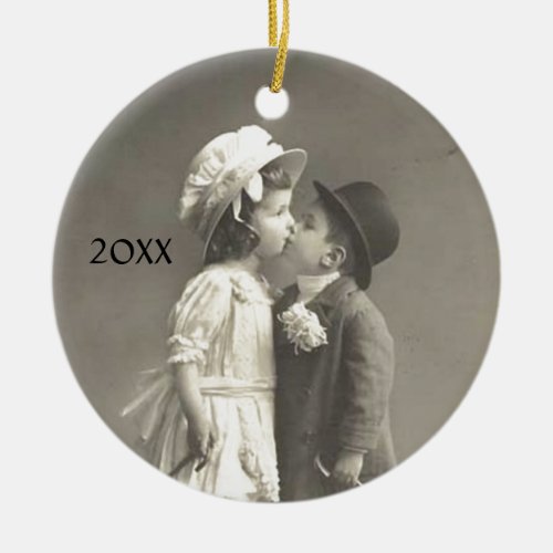 Young Love Photo c 1920s add Year Ceramic Ornament