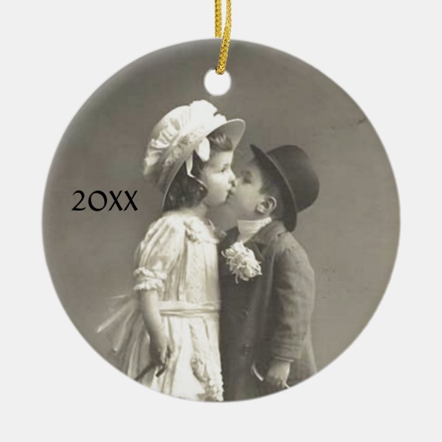Young Love Photo c 1920s add Year Ceramic Ornament (Front)