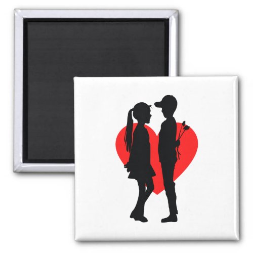 Young Lovers Silhouette Refrigerator  Magnet