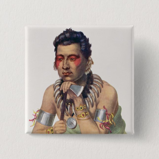 Young Ma-Has-Ka, Chief of the Iowas Button (Front)