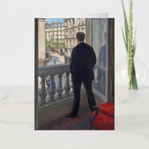 Young Man at His Window by Gustave Caillebotte Foil Greeting Card