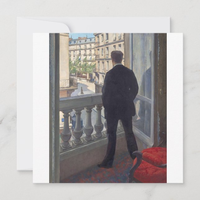 Young Man at His Window by Gustave Caillebotte Holiday Card (Front)