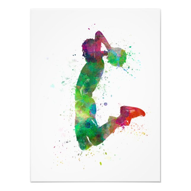 young man basketball player dunking photo print (Front)