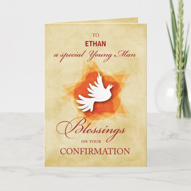 Young Man Confirmation Congratulations Blessings Card (Front)