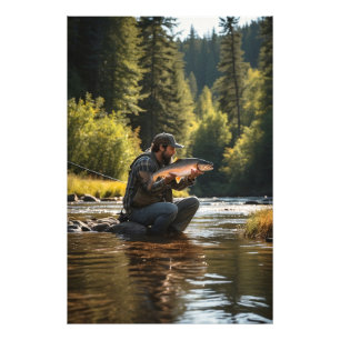 *~* Young Man Fishing Stream Nature AP49 Photo Print