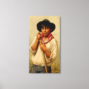 Young Man hoeing Corn ,Famous Painting Canvas Print