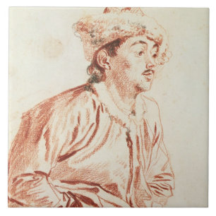 Young Man in Oriental Costume (drawing) Ceramic Tile