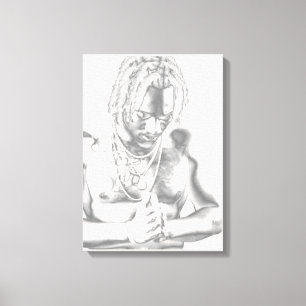Young Man In Prayer Canvas Black White Print