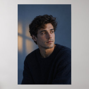 Young Man in Soft Window Light Contemporary Portra Poster