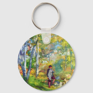Young man in the forest of Fontainebleau by Renoir Keychain