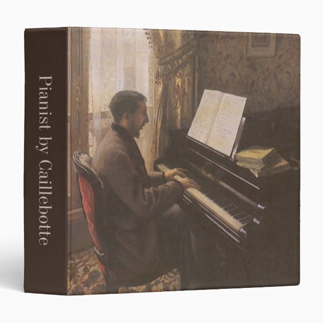 Young Man Playing the Piano by Gustave Caillebotte 3 Ring Binder (Front/Spine)