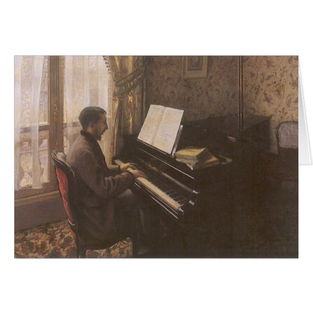 Young Man Playing the Piano by Gustave Caillebotte Cards (Front Horizontal)