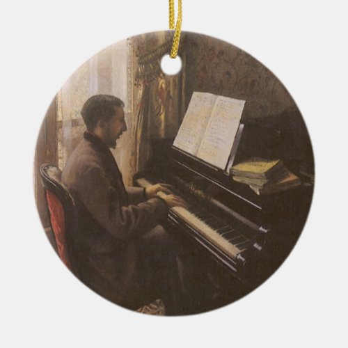 Young Man Playing the Piano by Gustave Caillebotte Ceramic Ornament