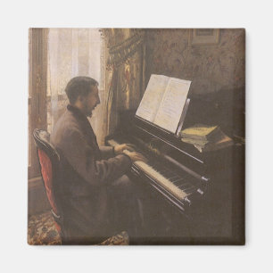 Young Man Playing the Piano by Gustave Caillebotte Magnet