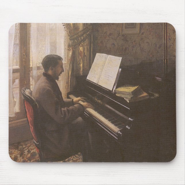 Young Man Playing the Piano by Gustave Caillebotte Mouse Pad (Front)
