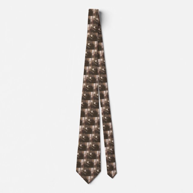 Young Man Playing the Piano by Gustave Caillebotte Neck Tie (Front)