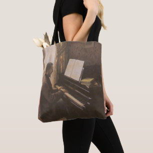 Young Man Playing the Piano by Gustave Caillebotte Tote Bag