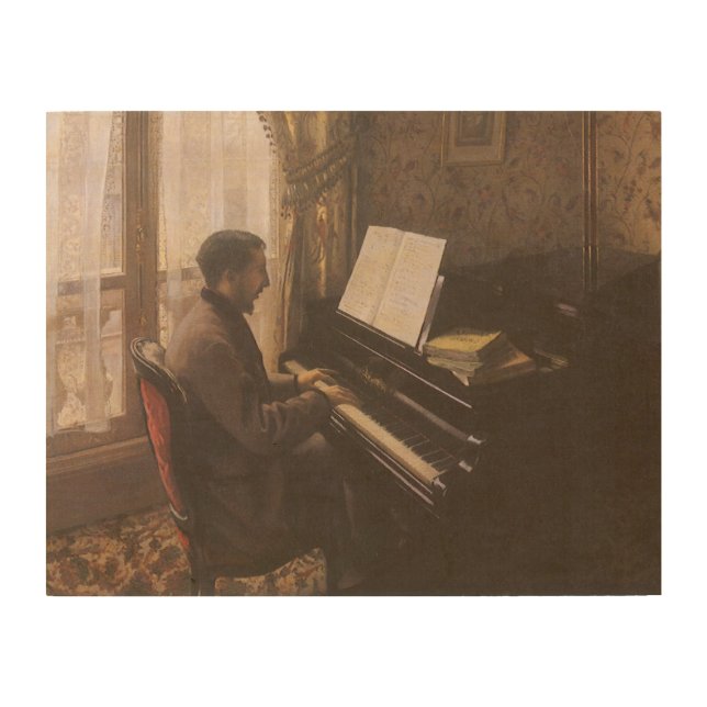 Young Man Playing the Piano by Gustave Caillebotte Wood Wall Decor (Front)
