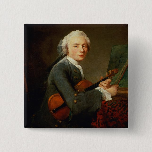 Young Man with a Violin Pinback Button (Front)