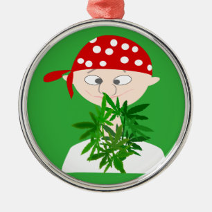 Young Man with Weed Bouquet Personalized Metal Ornament