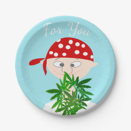 Young Man with Weed Bouquet Personalized Paper Plates