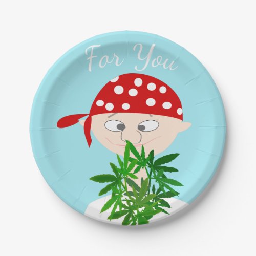 Young Man with Weed Bouquet Personalized Paper Plates