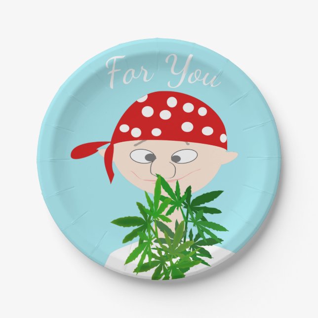 Young Man with Weed Bouquet Personalized Paper Plates (Front)