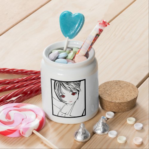 Young Manga Schoolgirl Pinup Art of Children Silve Candy Jar