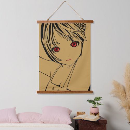 Young Manga Schoolgirl Pinup Art of Children Silve Hanging Tapestry