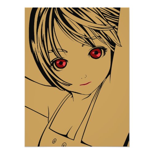 Young Manga Schoolgirl Pinup Art of Children Silve Photo Print