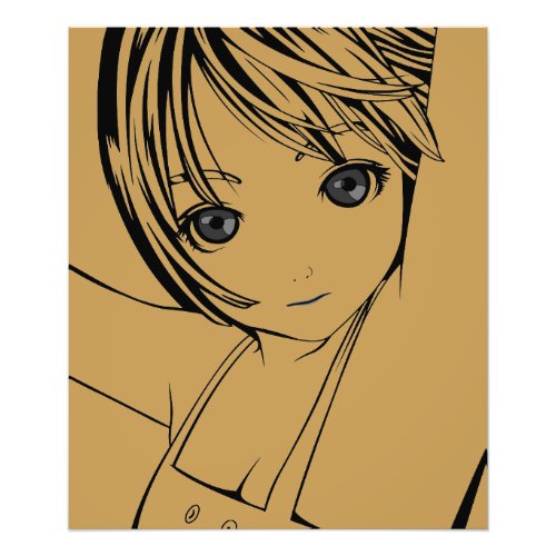 Young Manga Schoolgirl Pinup Art of Children Silve Photo Print