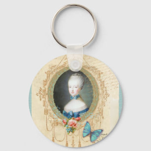 Young Marie Antoinette Butterfly Art Print Keychain
