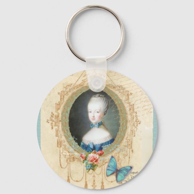 Young Marie Antoinette Butterfly Art Print Keychain (Front)