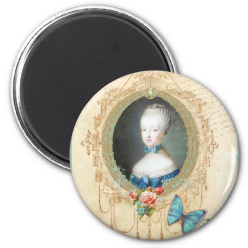 Young Marie Antoinette Butterfly Art Print Magnet