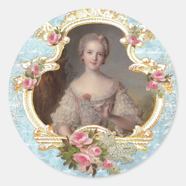 Young Marie Antoinette n Pink Roses Stickers (Front)