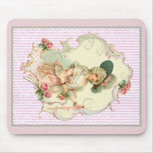 Young Marie Antoinette Pink Roses Mouse Pad