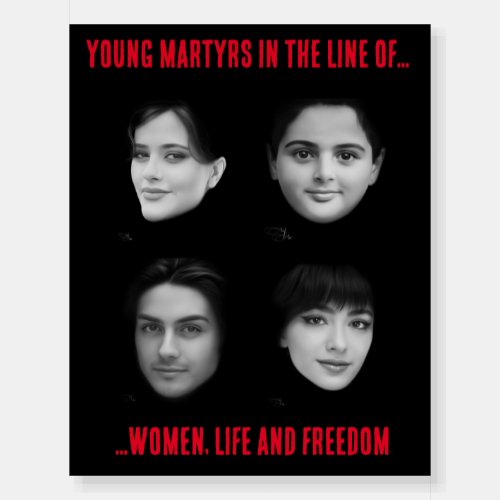 Young martyrs in the line of Woman Life Freedom Foam Board