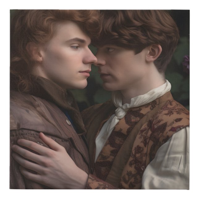 Young men in love canvas print (Front)